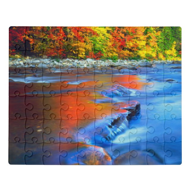 Swift River reflecting autumn colors Jigsaw Puzzle (Puzzle Horizontal)