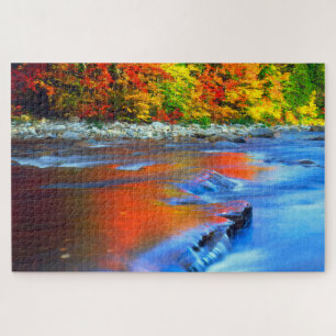 Swift River reflecting autumn colors Jigsaw Puzzle