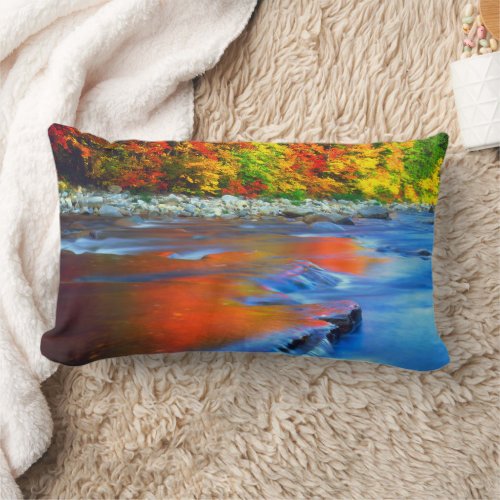 Swift River reflecting autumn colors Lumbar Pillow