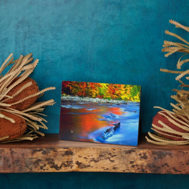 Swift River reflecting autumn colors Plaque (Side)