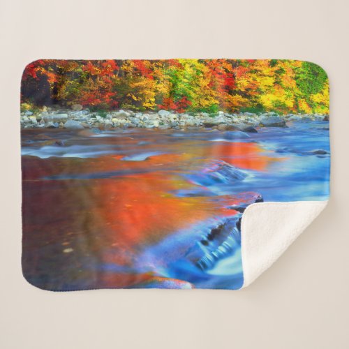 Swift River reflecting autumn colors Sherpa Blanket