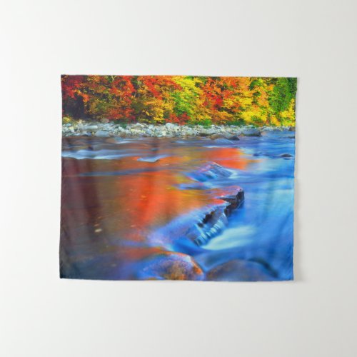 Swift River reflecting autumn colors Tapestry