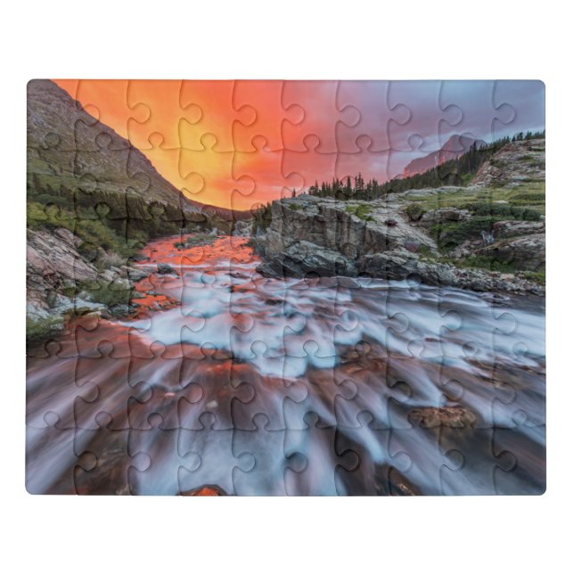 Swiftcurrent Falls | Glacier National Park Montana Jigsaw Puzzle (Puzzle Horizontal)