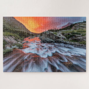 Swiftcurrent Falls Glacier National Park Montana Jigsaw Puzzle