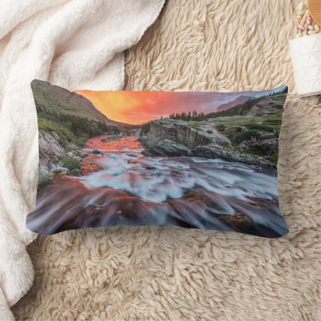 Swiftcurrent Falls | Glacier National Park Montana Lumbar Pillow (Blanket)