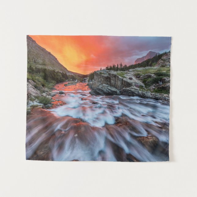 Swiftcurrent Falls | Glacier National Park Montana Tapestry (Front (Horizontal))