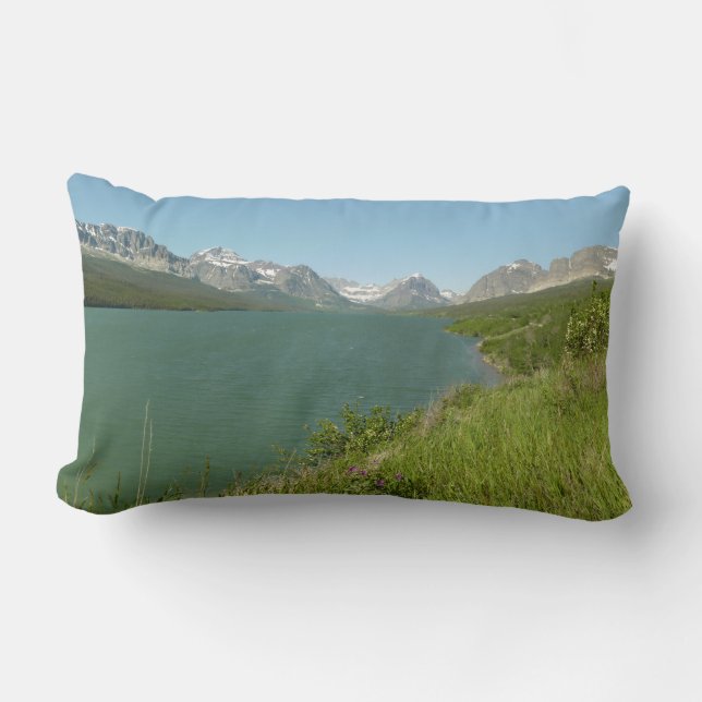 Swiftcurrent Lake View at Glacier National Park Lumbar Pillow (Front)