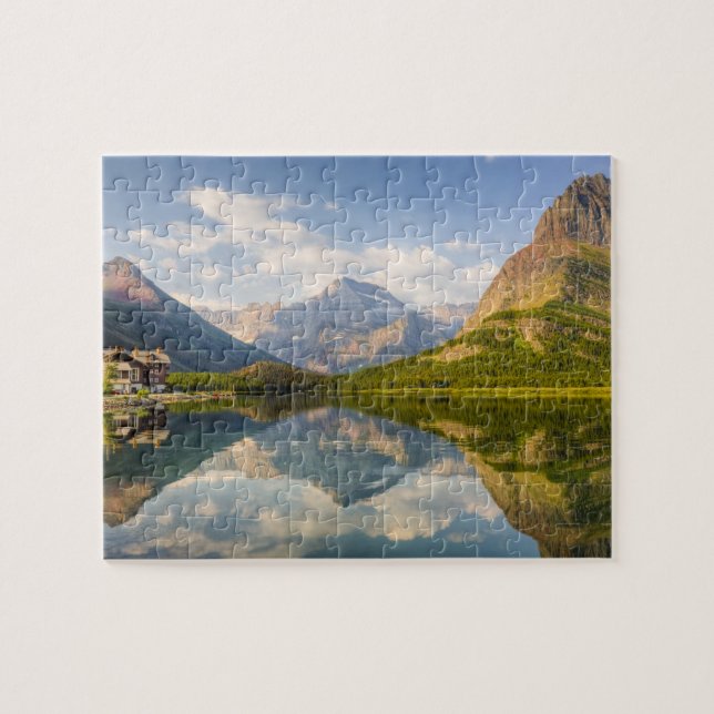 Swiftcurrent Lake with Many Glacier hotel and Jigsaw Puzzle (Horizontal)