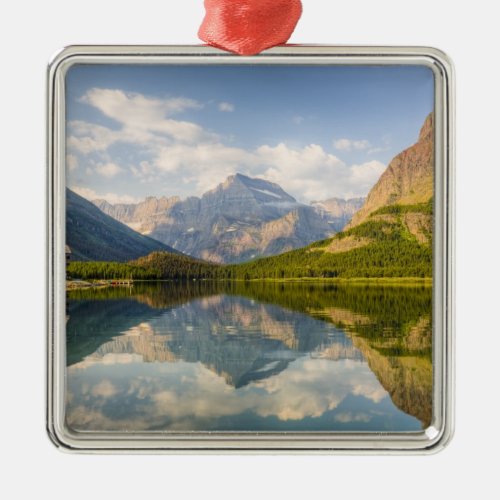 Swiftcurrent Lake with Many Glacier hotel and Metal Ornament