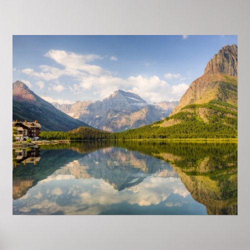 Swiftcurrent Lake with Many Glacier hotel and Poster