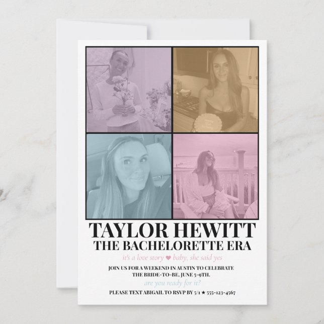 Swiftie Bachelorette Era Itinerary Invitation (Front)