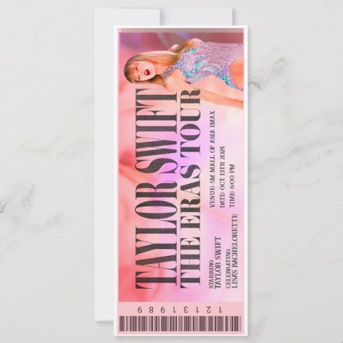 Swiftie bachelorette party eras tour ticket invitation