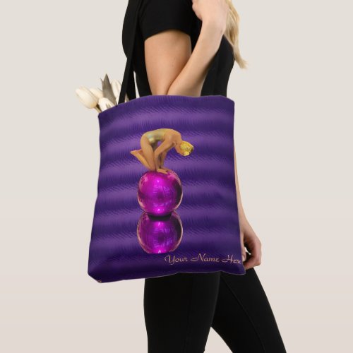 Swim 30s Girl Atop of Shiny Purple balls  Tote Bag