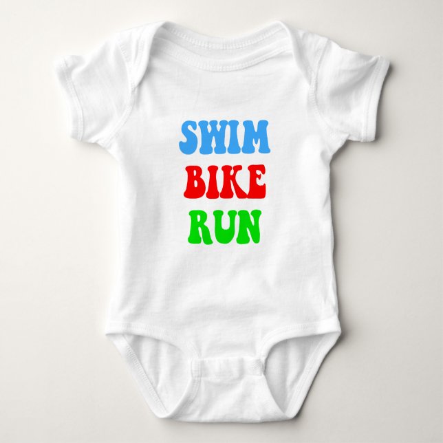 Swim Bike Run Baby Bodysuit (Front)