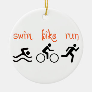 Swim Bike Run Ceramic Ornament
