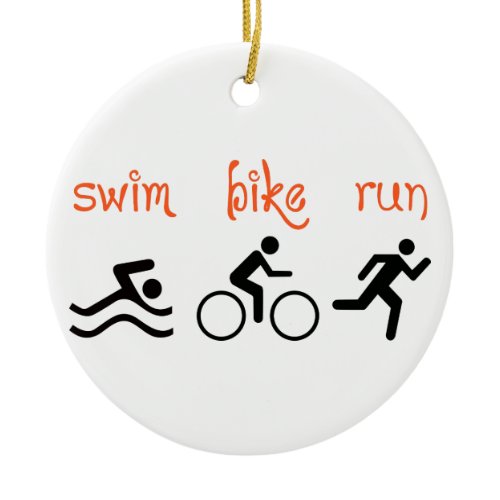 Swim Bike Run Ceramic Ornament