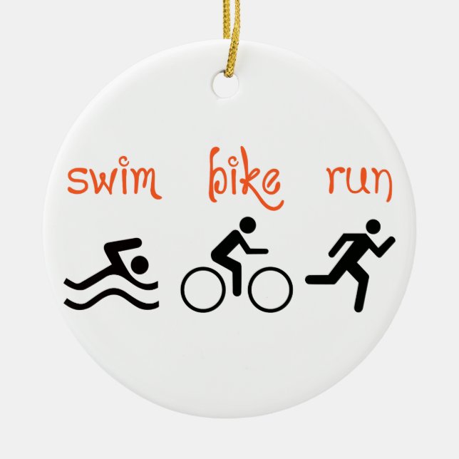 Swim Bike Run Ceramic Ornament (Front)