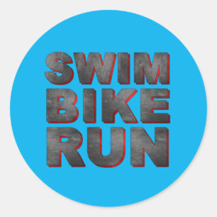 swim bike run      classic round sticker