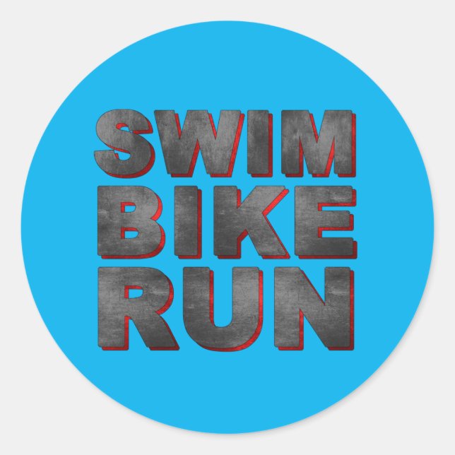 swim bike run      classic round sticker (Front)