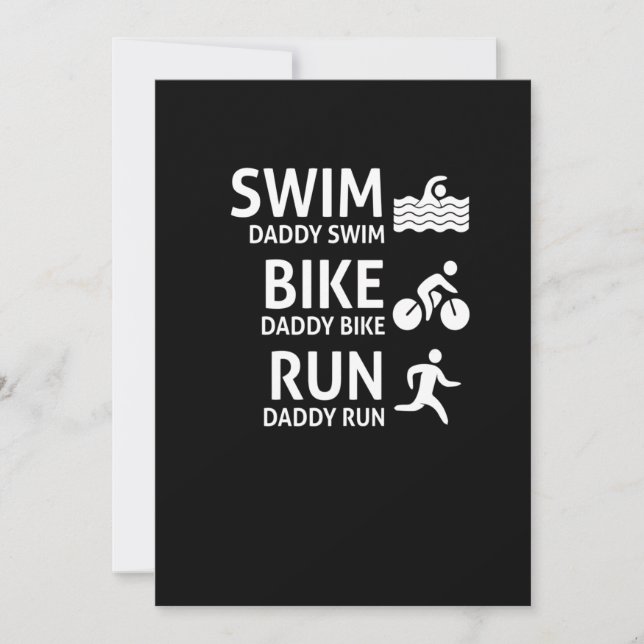 Swim Bike Run Daddy - Funny Triathlon Dad T-Shirt Save The Date (Front)