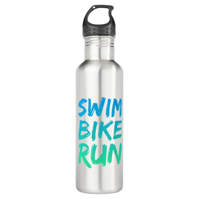 Swim Bike Run great design Stainless Steel Water Bottle (Front)