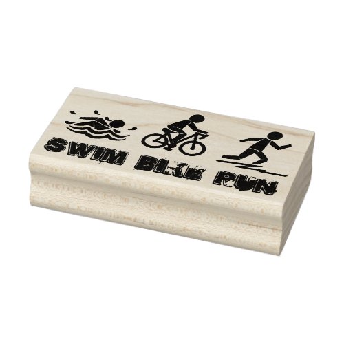 Swim Bike Run Marathon Triathlon Race Rubber Stamp