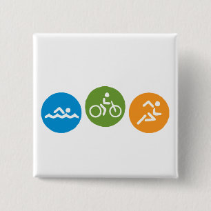 Swim Bike Run Pinback Button