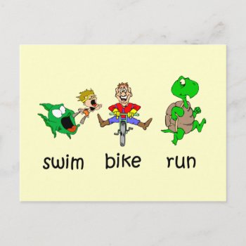 Swim Bike Run Postcard by runnersboutique at Zazzle