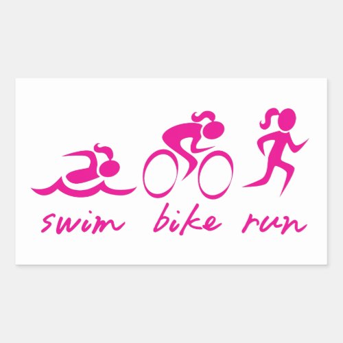 Swim Bike Run Tri Girl Rectangular Sticker