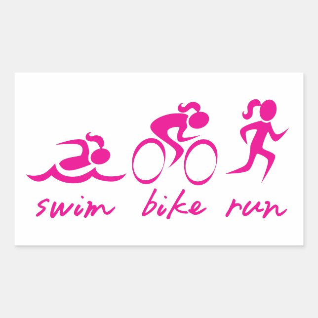 Swim Bike Run Tri Girl Rectangular Sticker (Front)