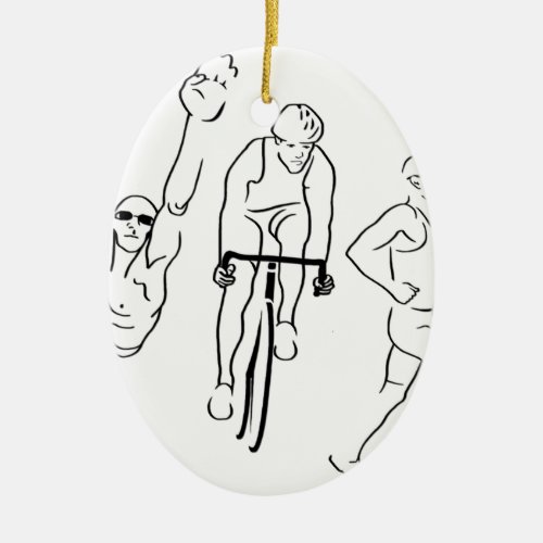 Swim Bike Run Triathlon Ceramic Ornament