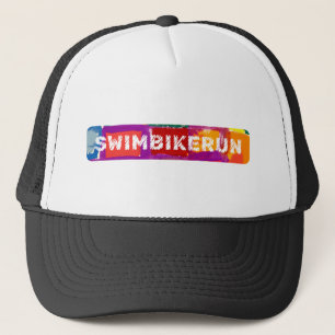 SWIM BIKE RUN, Triathlon design Trucker Hat