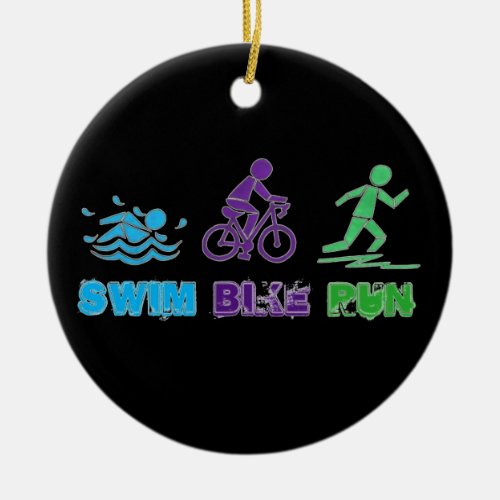Swim Bike Run Triathlon Race Triathlete Ceramic Ornament