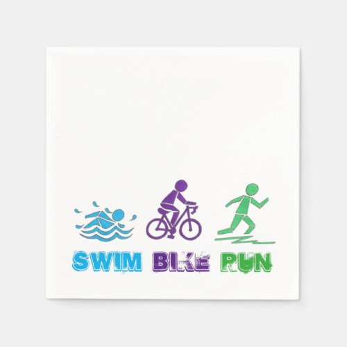 Swim Bike Run Triathlon Race Triathlete Paper Napkins