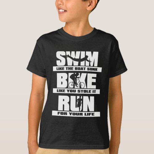 Swim Bike Run Triathlon Runner Cycling Swimmer T_Shirt