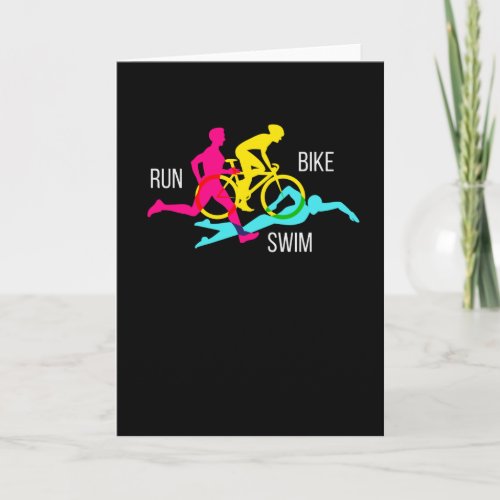 Swim Bike Run Triathlon Sport Athlete Marathon Card