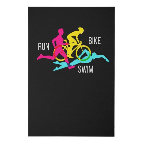 Swim Bike Run Triathlon Sport Athlete Marathon Faux Canvas Print