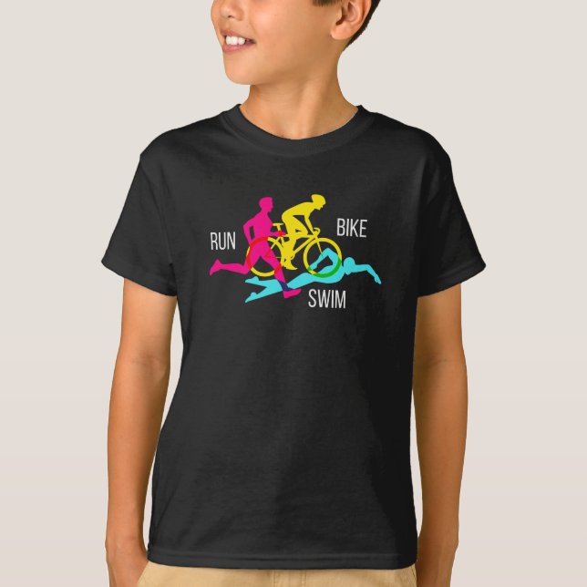Swim Bike Run Triathlon Sport Athlete Marathon T-Shirt (Front)