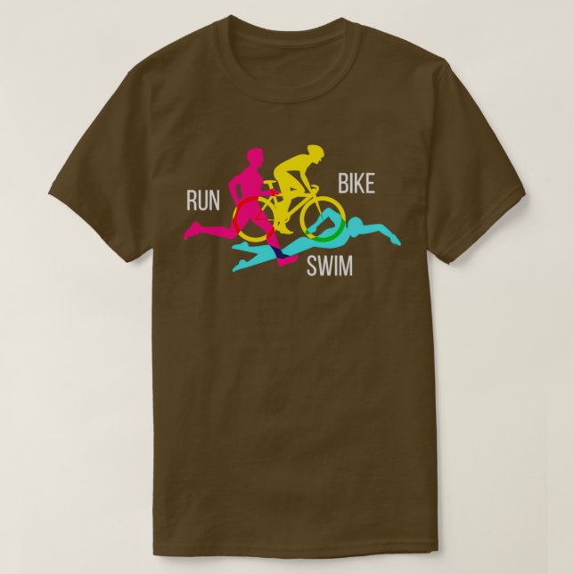 Swim Bike Run Triathlon Sports Athlete Marathon T-Shirt (Design Front)