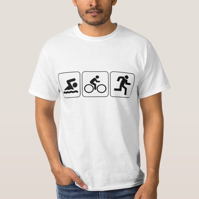 Swim, Bike, Run - Triathlon T-Shirt (Front)