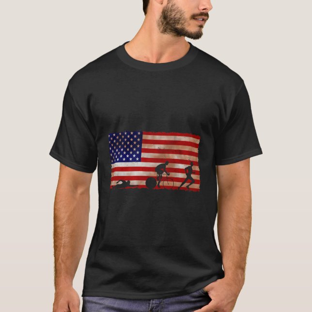 Swim Bike Run Triathlon Tri Gear T-Shirt (Front)