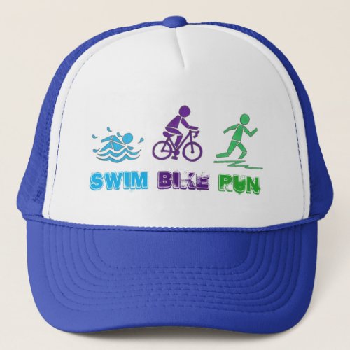 Swim Bike Run Triathlon Triathlete Race Trucker Hat