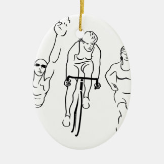 Swim Bike Run Triathlon Woman Ceramic Ornament