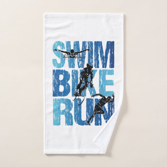 Swim Bike Run - Vintage Triathlon Hand Towel (Hand Towel)