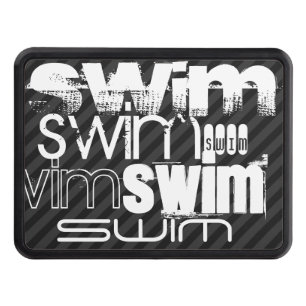 Swim; Black & Dark Gray Stripes Tow Hitch Cover