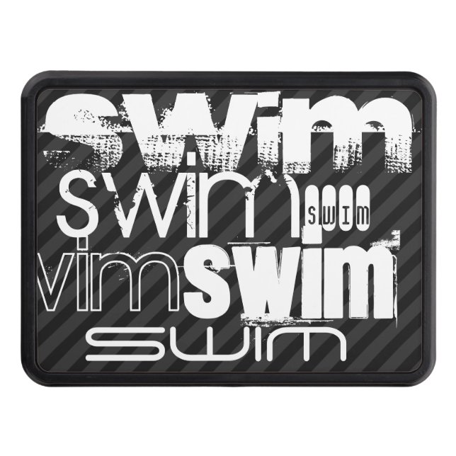 Swim; Black & Dark Gray Stripes Tow Hitch Cover (Front)
