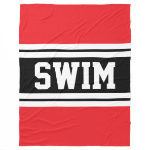 SWIM Bold Bright Red Black White Racing Stripes Fleece Blanket