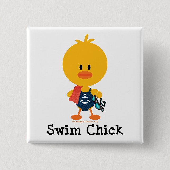 Swim Chick Pinback Button (Front)
