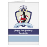 Swim Club Crest Cute Penguin Kids Birthday Card