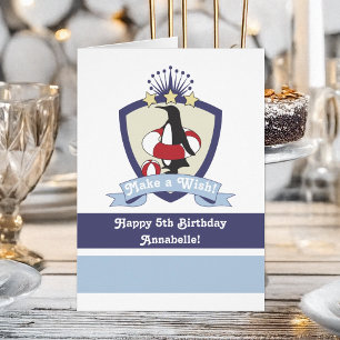 Swim Club Crest Cute Penguin Kids Summer Birthday Cards